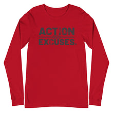 Load image into Gallery viewer, Action Over Excuses Unisex Long Sleeve Tee
