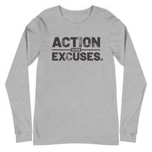 Load image into Gallery viewer, Action Over Excuses Unisex Long Sleeve Tee