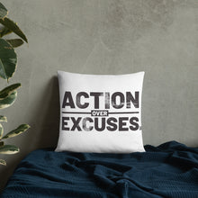 Load image into Gallery viewer, Action over Excuses Motivational Pillow 
