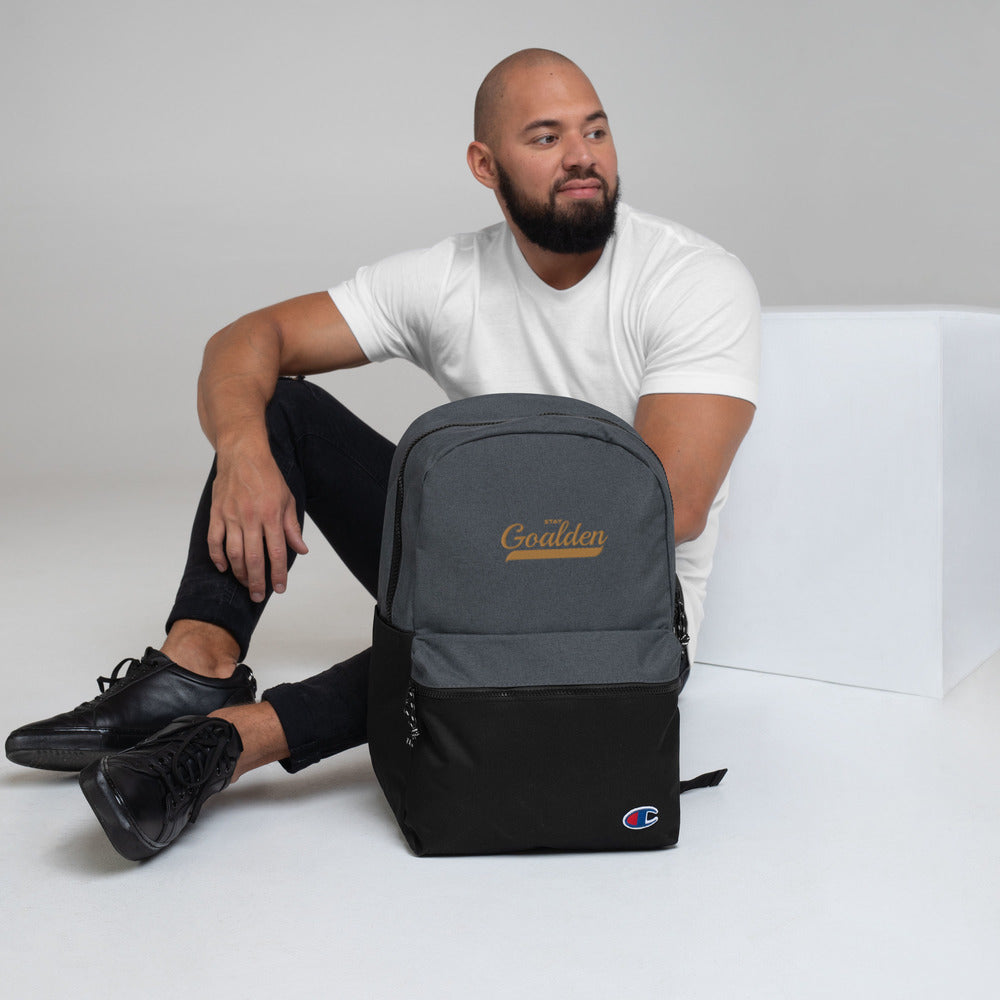 Stay Goalden Embroidered Champion Backpack